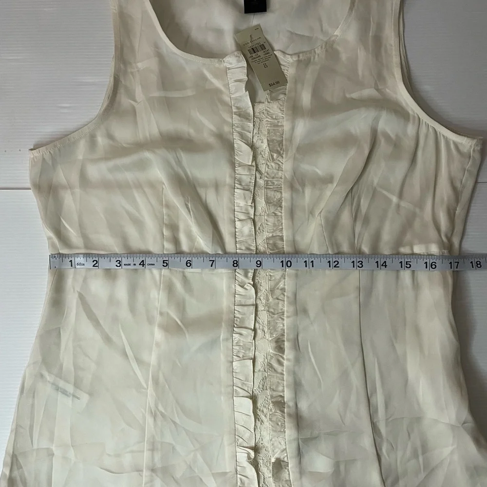 Ann Taylor Satin & Lace Cream Ivory Tank Blouse Size 8 Medium